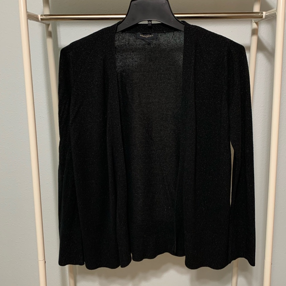 Shimmery Black Open Cardigan
